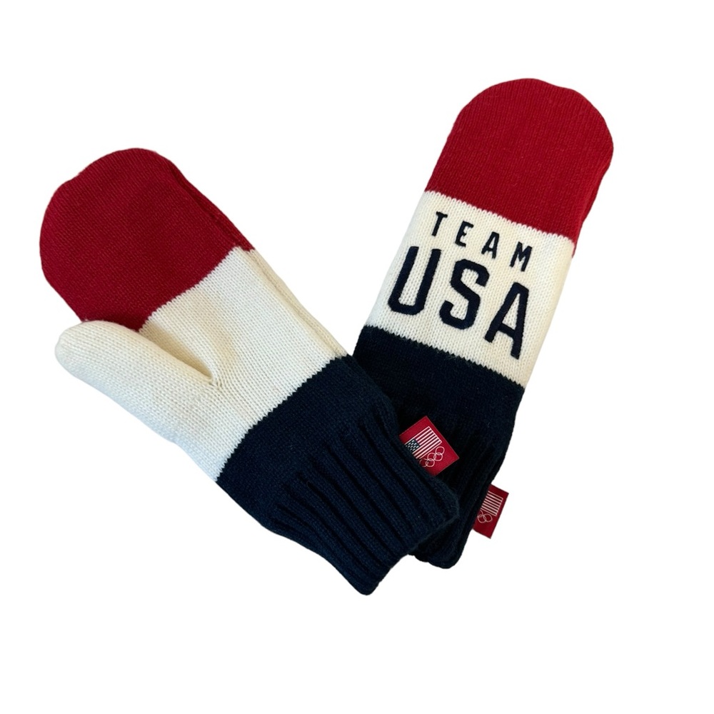 Unisex Team USA Olympics Mitten Set Red White Blue Adult OS - Picture 2 of 5
